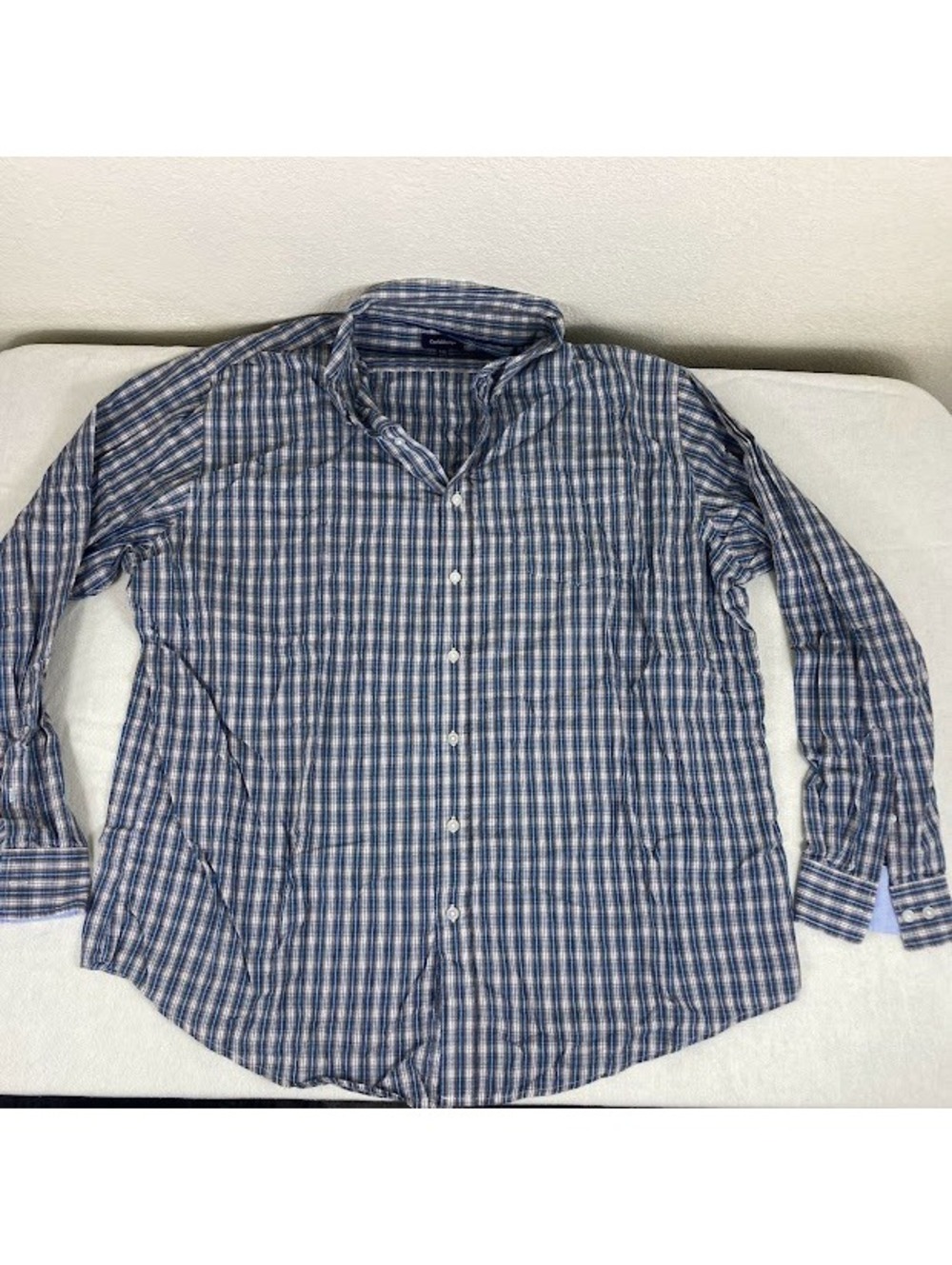 Croft & Barrow Men's XXL Blue Plaid Button Down Shirt